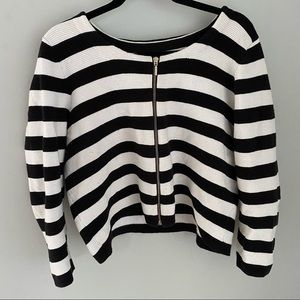 Elle striped cropped zip jacket